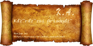 Körözsi Ariadné névjegykártya